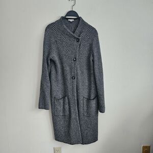 J Jill Wool Blend Sweater Coat Womens Duster Cardigan Snap Button Pockets Sz Sm
